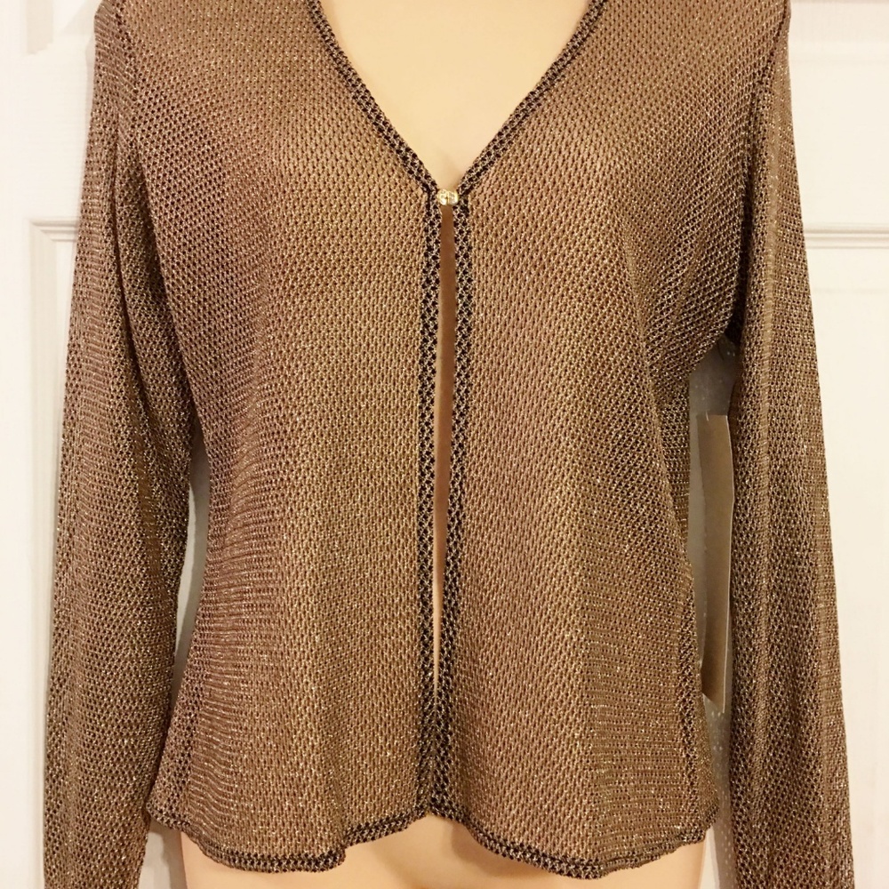 Cardigan Jacket Gold & Black Rhinestone Closure - Picture 2 of 8